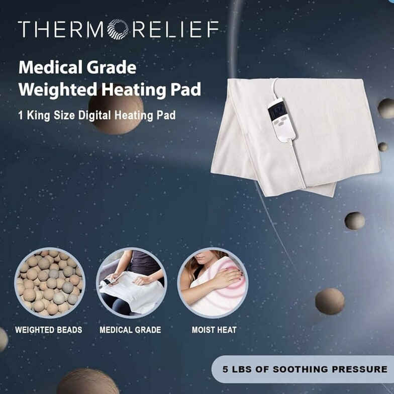 Large weighted moist heating pad used by Lutz chiropractor
